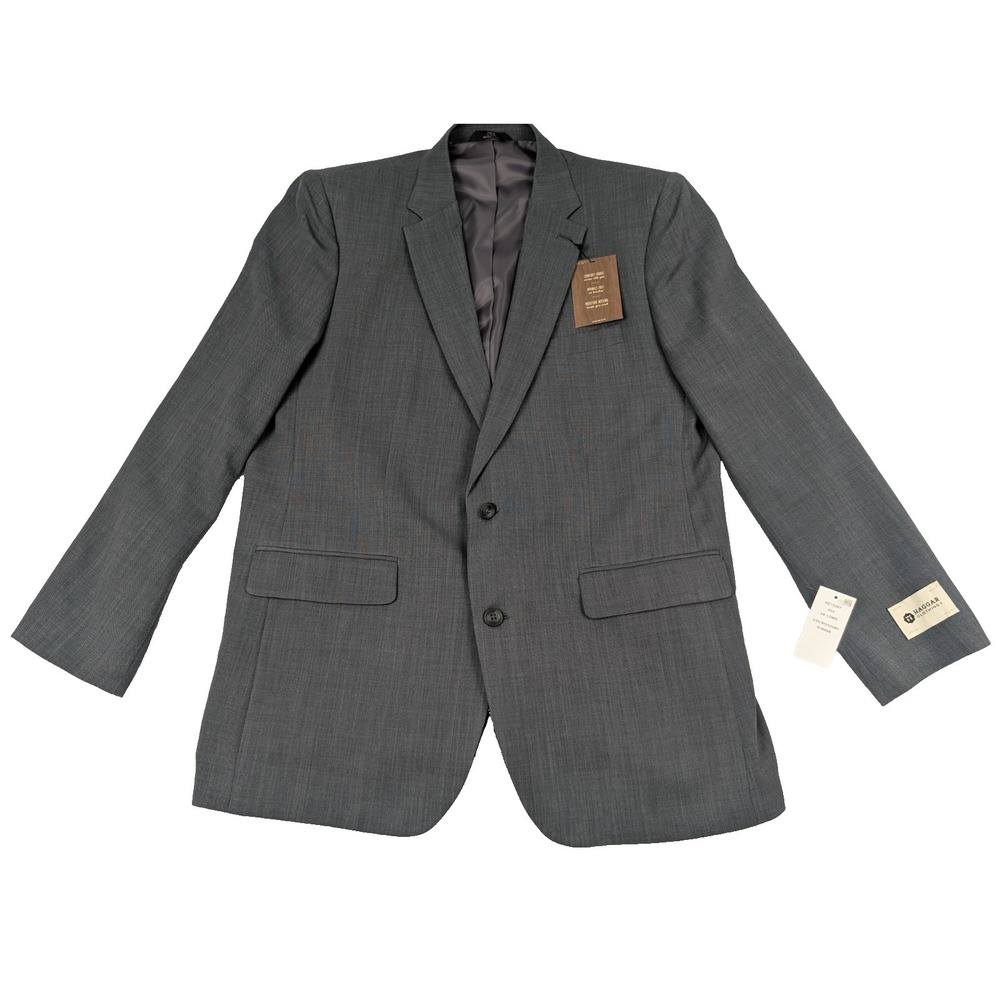 Haggar Performance Tailored Fit Suit Coat Men's 46 Long Gray Jacket New